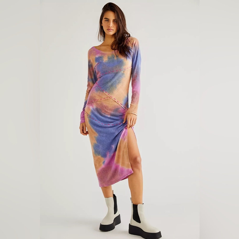 *Worn Once* FREE PEOPLE - True Colors Midi Dress (Wisteria Combo)